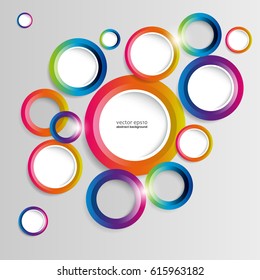 Los círculos coloridos del aro abstracto se enmarcan sobre un fondo claro.