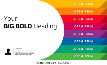 abstract colorful Horizontal lines background with text space 9 steps each divided with separate color