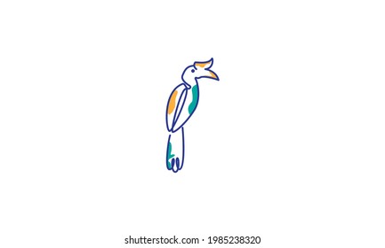 abstract colorful hornbill lines art logo symbol vector icon illustration graphic design