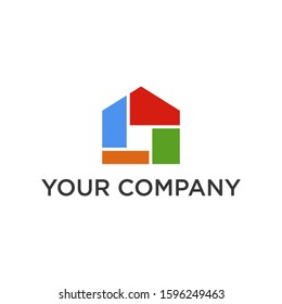 Abstract colorful house logo design template