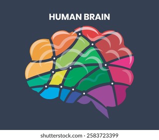 Abstract colorful human brain logo. Mind intellect concept template isolated vector illustration