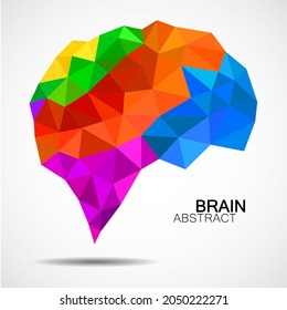 Resumen del colorido cerebro humano de los polígonos. Vector