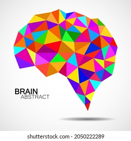 Abstract colorful human brain of polygons. Vector