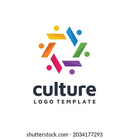 Abstract Colorful Human Logo Design For Rainbow Culture Diversity Together Team Work Unity