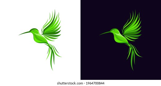 abstract colorful hummingbird colibri bird logo line outline monoline vector icon illustration
