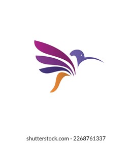 abstract colorful hummingbird colibri bird logo line outline monoline vector icon illustration