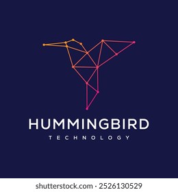 abstract colorful hummingbird colibri bird logo Icon, Humming Bird Colibri Data Logo Design Vector Template, Technology, Connect. 