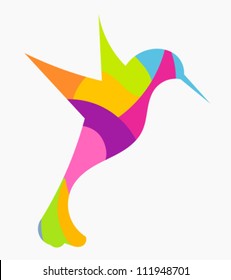 Abstract colorful hummingbird - vector illustration