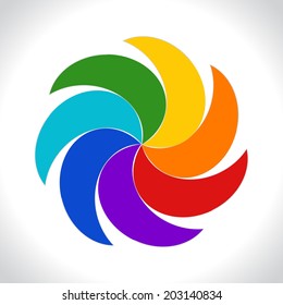 Abstract colorful icon. Rainbow style spiral colored illustration on white background. Vector