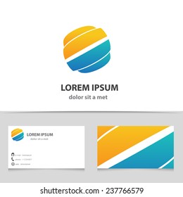 Abstract colorful icon with template business card. Vector creative logo idea for your company..