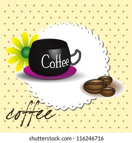 Abstract colorful illustration with coffee cup and coffee beans