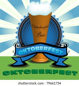 Abstract colorful illustration with a fresh pint of beer served with the occasion of Oktoberfest festival from Germany