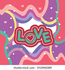 Abstract Colorful Illustration with Love Text design Template [vector]