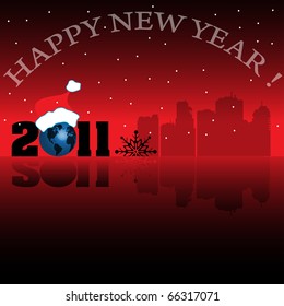 Abstract colorful illustration with the number 2011 written with huge letters and a blue globe standing instead of number 0. New Year design
