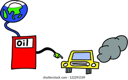 Abstract colorful illustration Oil pump from earth to car