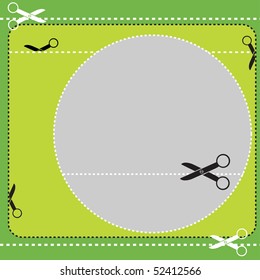 Abstract colorful illustration with scissors cutting marked paper