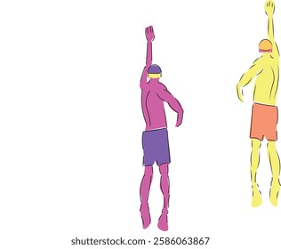 Abstract colorful illustration of two swimmers in action