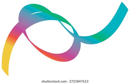 Abstract colorful infinity loop ribbon design. Minimal abstract illustration showing a flowing infinity loop ribbon with smooth color gradient, symbolizing continuity, creativity.