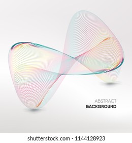 Abstract Colorful Infinity Wave Mesh 3D Look On White Background With Space For Text  Vector Illustration