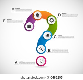 Abstract colorful infographic in the form of question mark. Design elements. 