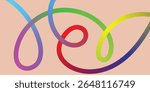 Abstract Colorful Intertwined Lines on a Pastel Background. A dynamic image showcasing a series of colorful, interconnected lines in various shades of the rainbow, creating a flowing, abstract design.