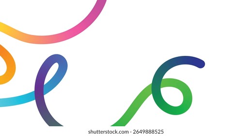 Abstract Colorful Intertwined Ribbon Design on Black Background. A dynamic abstract design features intertwining ribbons of vibrant, gradient colors red, orange, yellow, and purple against a black