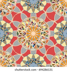 Abstract colorful intricate seamless pattern for new background.