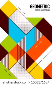 Abstract colorful isometric geometric shape layout design template poster background. Graphic element can be used for backdrop, publication, brochure, flyer, leaflet, vector illustration