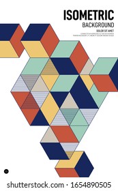 Diseño abstracto de formas geométricas isométricas de color diseño póster fondo estilo arte moderno. Elemento de diseño gráfico para fondo, publicación, folleto, volante, folleto, ilustración vectorial