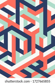 Abstract colorful isometric geometric shape pattern background modern art style. Graphic design element can be used for backdrop, publication, brochure, flyer, leaflet, vector illustration