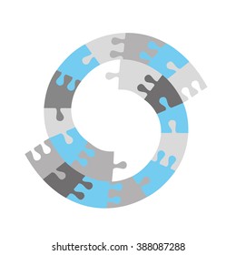 abstract colorful jigsaw puzzle blank circle frame wheel business vector background