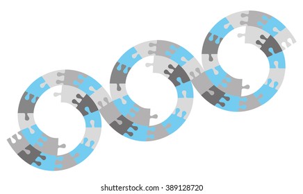 abstract colorful jigsaw puzzle blank circle frame wheel business vector background
