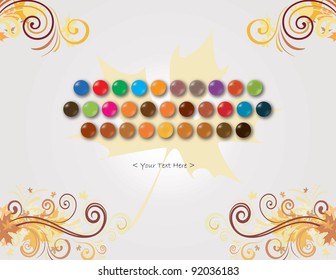 Abstract colorful keyboard without text for web used on maple leaf background. AI10 EPS saved