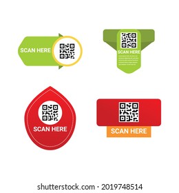 Abstract Colorful Label Background Qr Code Set