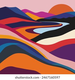 un paisaje Abstractas y colorido