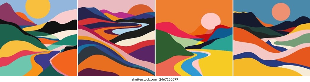 un paisaje Abstractas y colorido