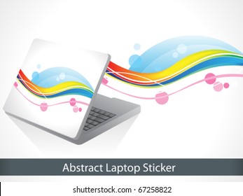 abstract colorful laptop sticker vector illustration
