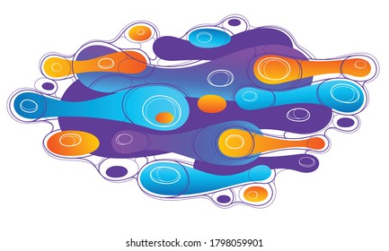 Abstract colorful lava fluids vector illustration, bubble gradients shapes in motion, artistic background graphic element, dynamic modern art liquid forms flowing.