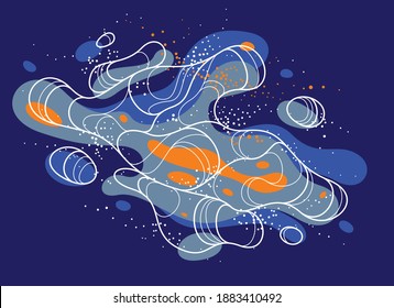 Abstract colorful lava fluids vector illustration, bubble gradients shapes in motion, artistic background graphic element, dynamic modern art liquid forms flowing.