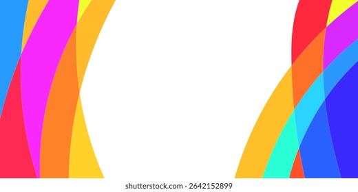Abstract colorful layered curves on white background