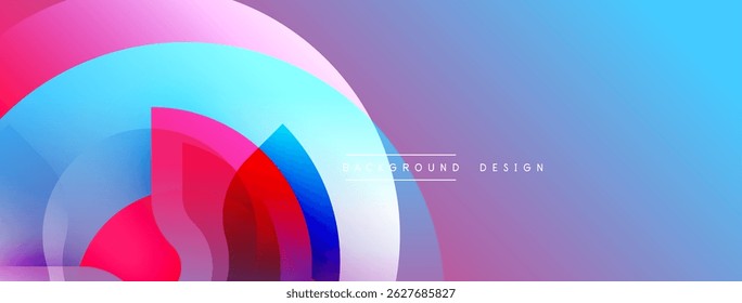 Abstract colorful layers create dynamic visual effect. Gradient hues blend, forming circular patterns. Modern design element.
