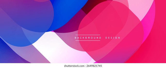 Abstract colorful layers create dynamic visual effect. Gradient shades blend, forming modern background design. Text reads background design.