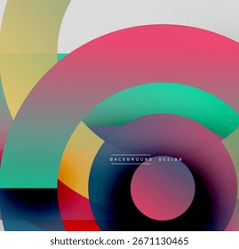Abstractas capas de colores crean una composición dinámica. Formas superpuestas, Gradientes, Elementos de diseño modernos presentan armonía visual.