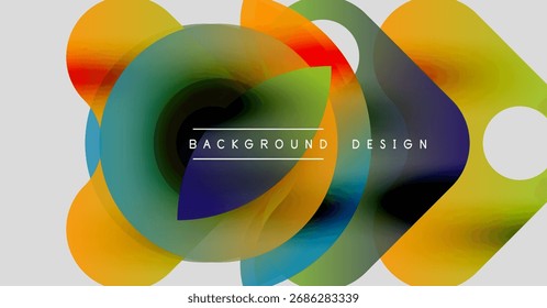 Abstract colorful layers create dynamic visual effect. Modern design elements blend, forming vibrant composition.