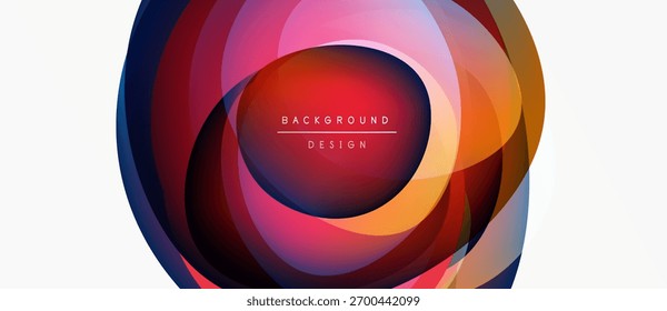 Abstractas capas de colores crean un diseño circular dinámico. Gradientes modernos, transiciones suaves, composición vibrante. Elemento de fondo para los proyectos.