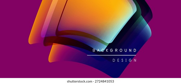 Abstract colorful layers create dynamic visual effect. Gradient hues blend, forming modern background design. Bright shapes overlap.