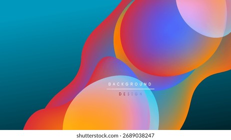 Abstract colorful layers overlap, creating dynamic visual effect. Gradient hues blend smoothly, forming modern background design.