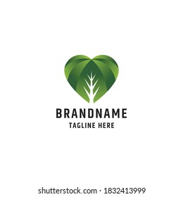 Abstract colorful leaf love logo icon design template