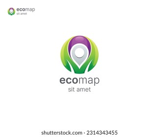 Abstract colorful leaf map logo