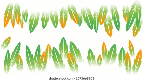 Abstractas patrón de hojas de colores con Formas de gradiente verde y naranja.